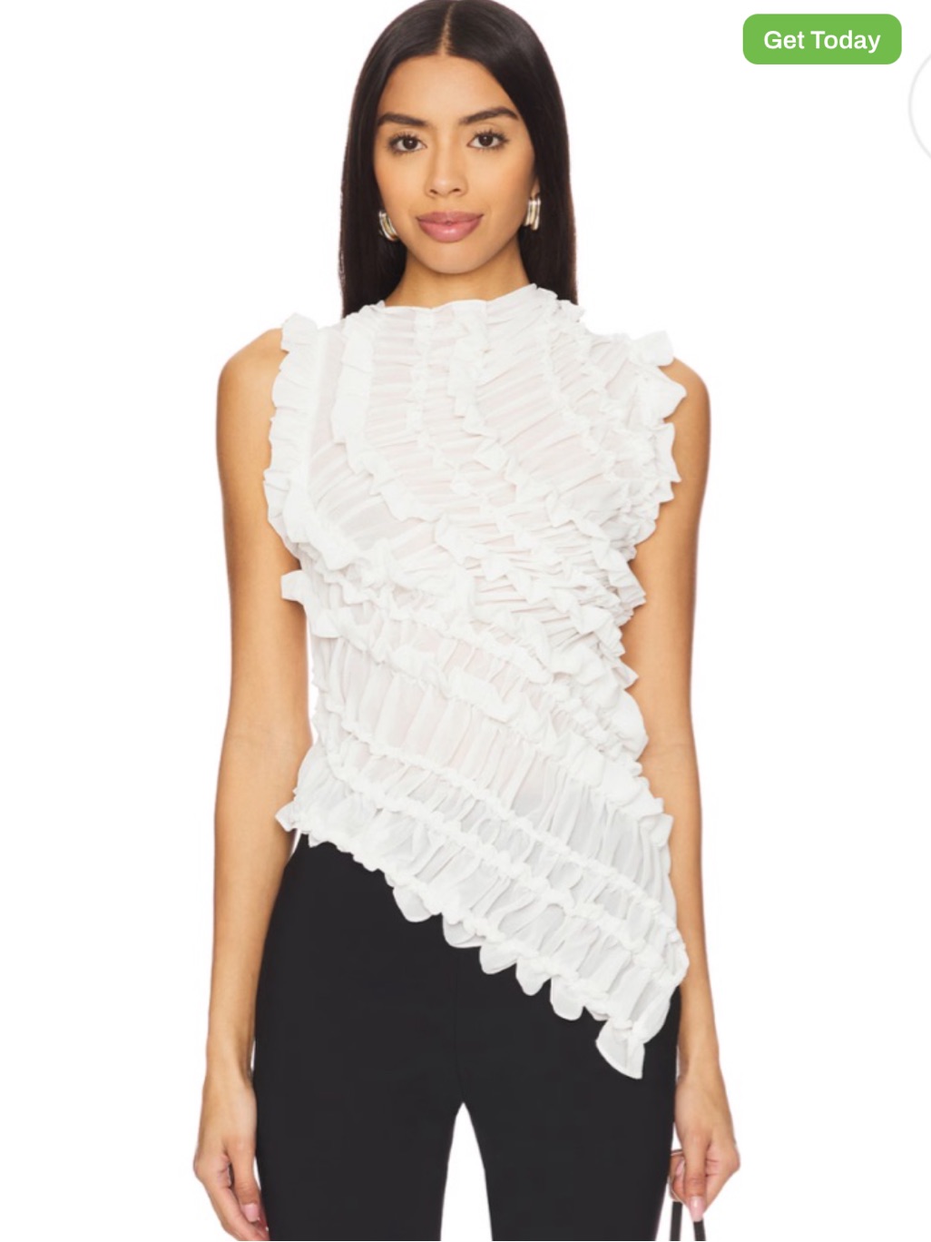 Beaufille Vera White Ruffled Sleeveless Camisole